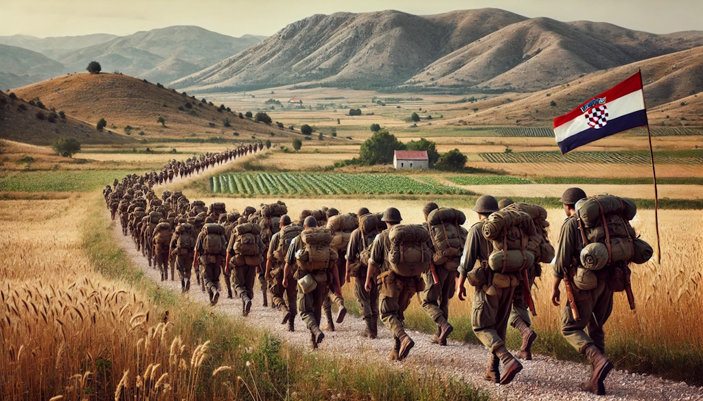 Teilnahme des kroatischen Kontingents am 79. Dancon March in Novo Selo, Kosovo, 2024