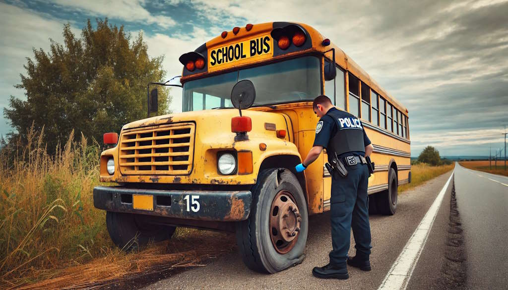 La policía excluye del tráfico al autobús escolar técnicamente defectuoso